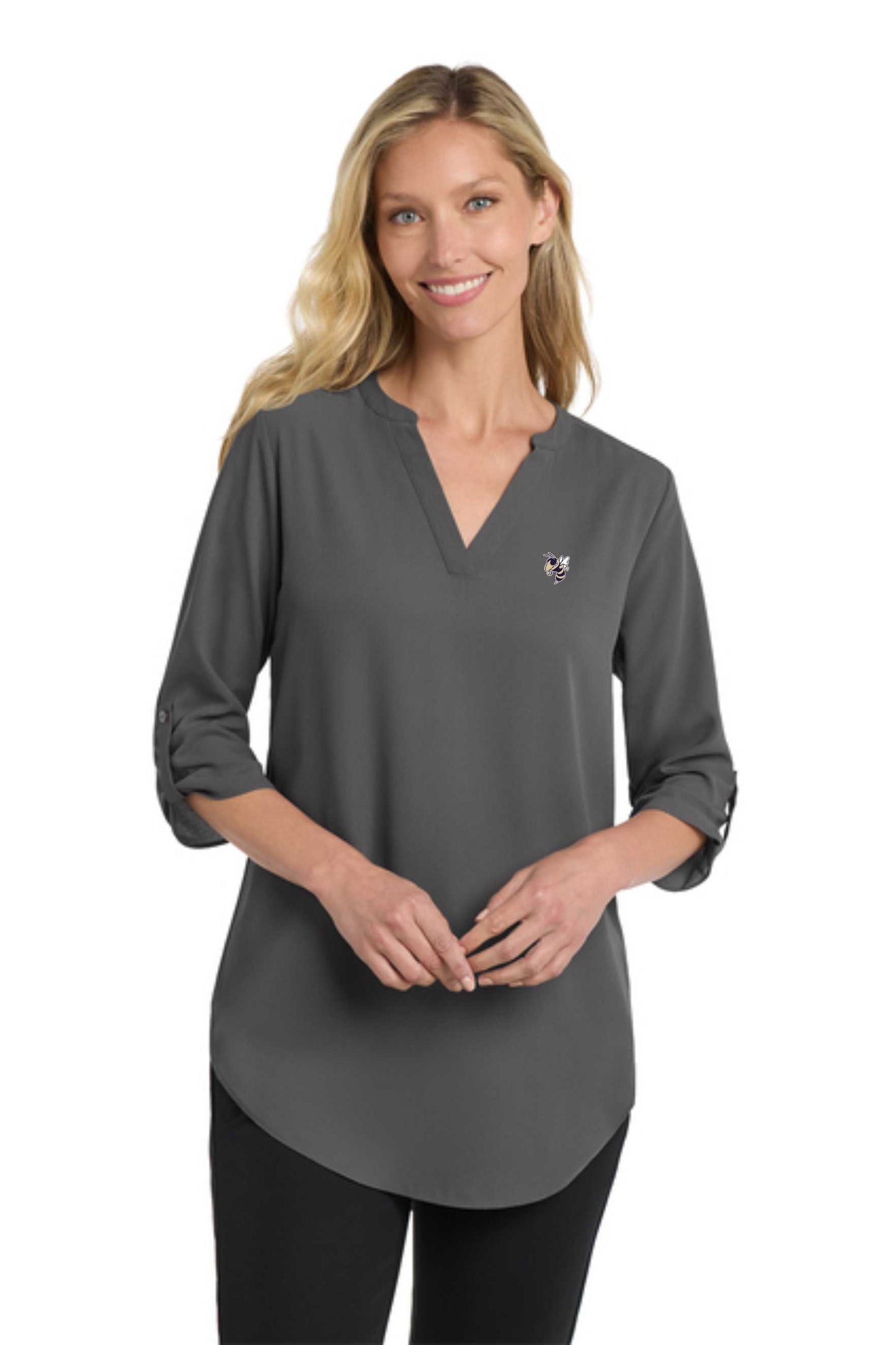 Women's 3/4-Sleeve Tunic Blouse with small Yellow Jacket-LW701