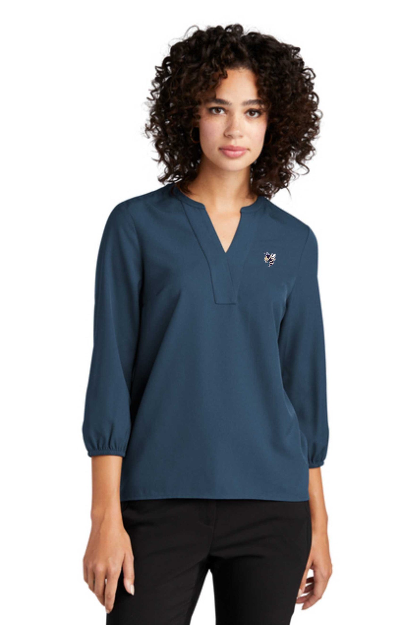 Women's 3/4-Sleeve Blouse with small Yellow Jacket-MM2011