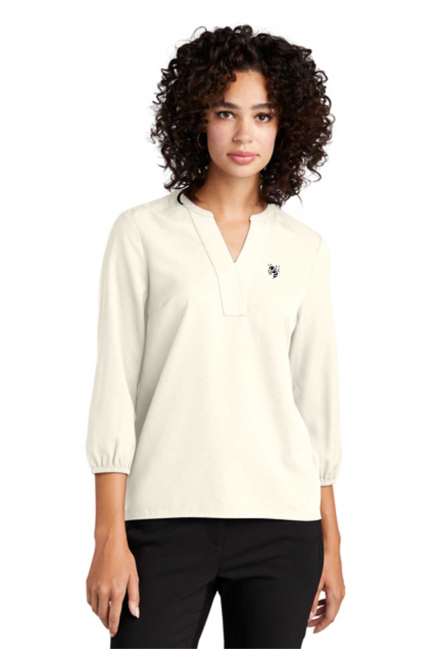 Women's 3/4-Sleeve Blouse with small Yellow Jacket-MM2011