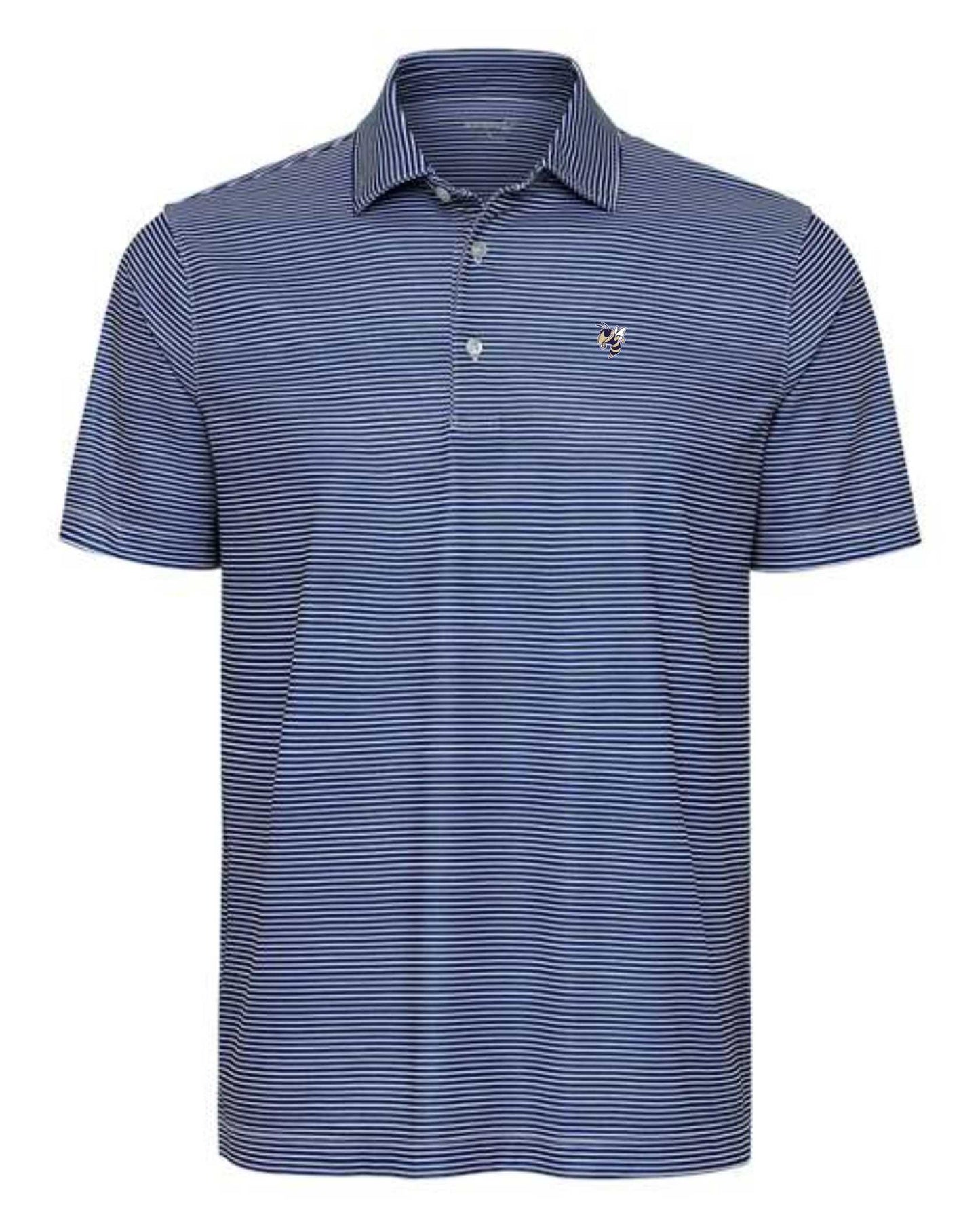 Dri Fit Striped Polo with small Yellow Jacket