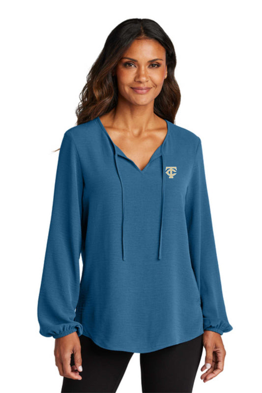 Women's Textured Crepe Blouse with TC or Small Yellow Jacket-LW714