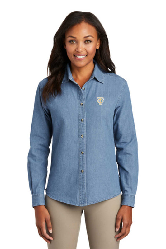 Women's Long Sleeve Denim Shirt with TC-LSP10