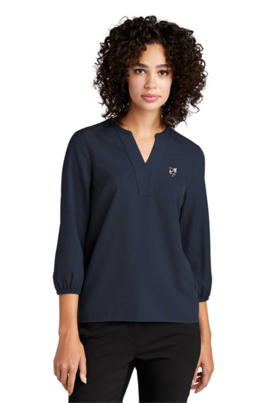 Women's 3/4-Sleeve Blouse with small Yellow Jacket-MM2011